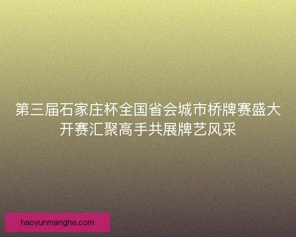 第三届石家庄杯全国省会城市桥牌赛盛大开赛汇聚高手共展牌艺风采